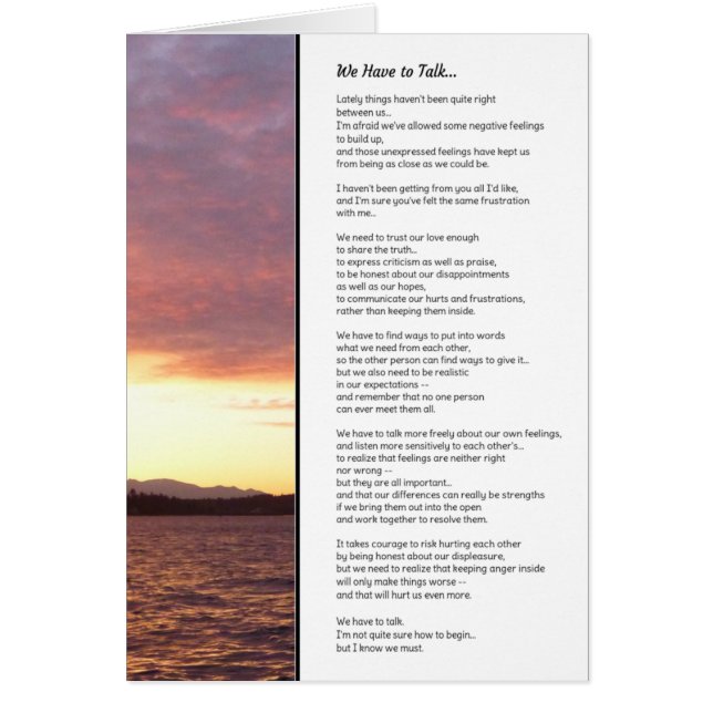 Vi måste prata... relationer hälsningskort (Framsidan)