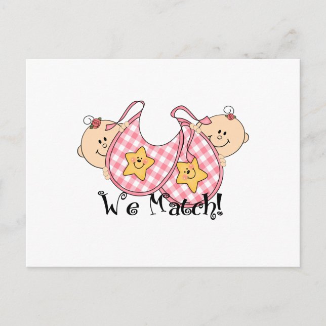 Vi matchar Twillingar med Bibs 2 Girls Vykort (Framsida)