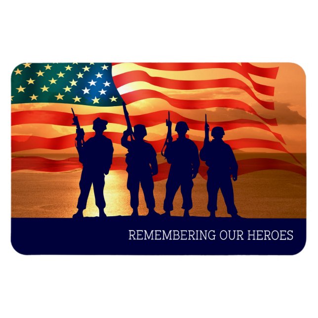Vi minns våra hjältar. Militär Magnet (Horisontell)