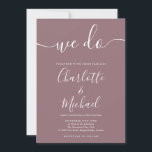 Vi Namnteckning Mauve Script Bröllop Inbjudningar<br><div class="desc">Eleganten kan namnteckning bröllopsinbjudan med namnteckning stil namn,  den här snyggten och den vita bröllopsinbjudan kan vara personlig med dina uppgifter i chic,  vita bokstäver. Designad av Thisisnotme©</div>