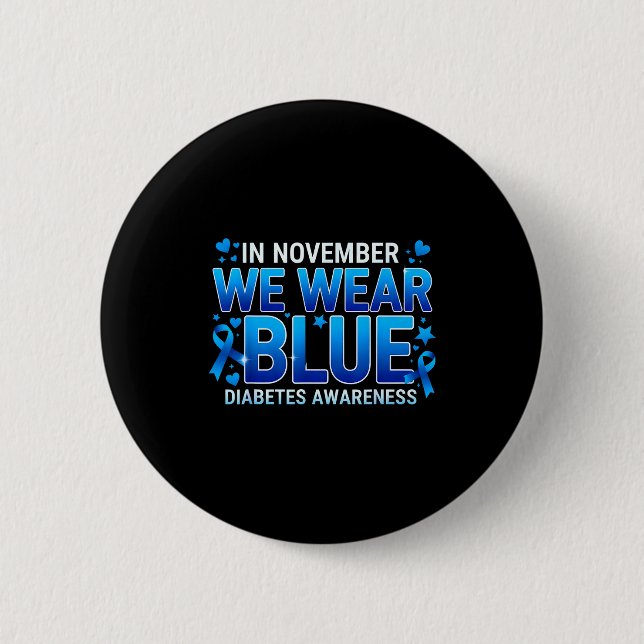 Vi November Blått Band Diabetesmedvetenhet Knapp (Framsida)