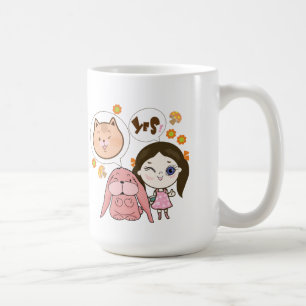 Vi och hennes vänner - katt och kanin kaffemugg