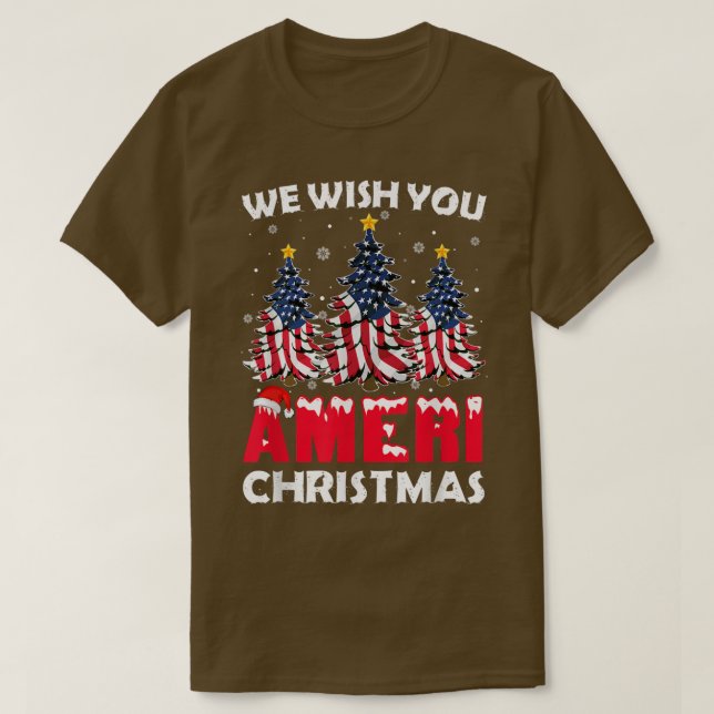 Vi önskar dig Ameri julklapp God jul T Shirt (Design framsida)