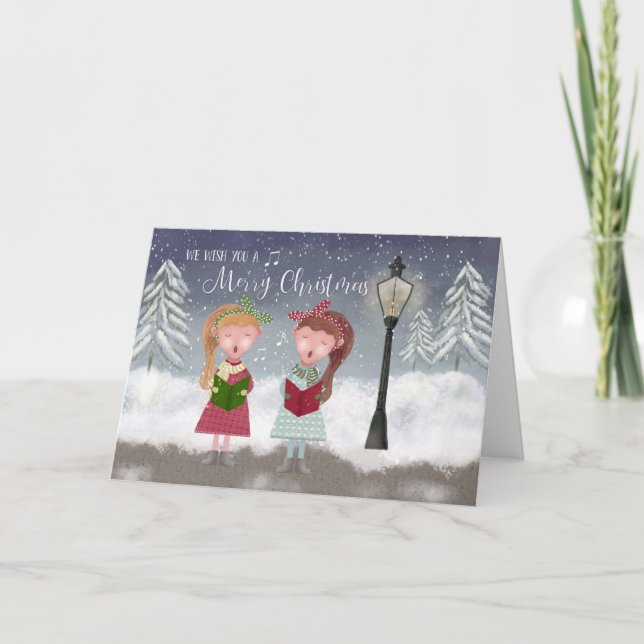 Vi önskar dig en God jul Carolers Kort (Framsida)