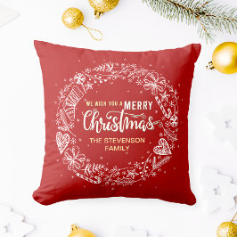 Vi önskar dig en God jul Family Red Kudde