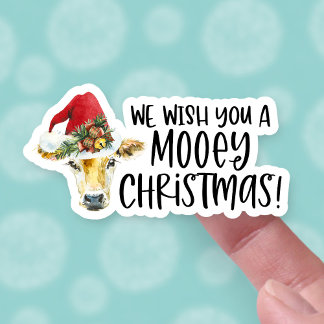 Vi önskar dig en God jul-funny Cow Pun Klistermärken