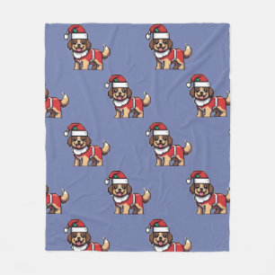 Vi önskar dig en god jul med söt hund fleecefilt