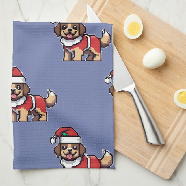 Vi önskar dig en god jul med söt hund kökshandduk (Vikt i Fjärdedel)