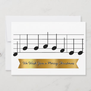 Vi önskar dig en God jul Music Note Guld Sång Julkort