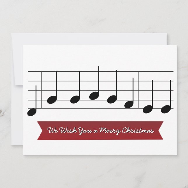 Vi önskar dig en God jul Music Note Red Sång Julkort (Framsida)