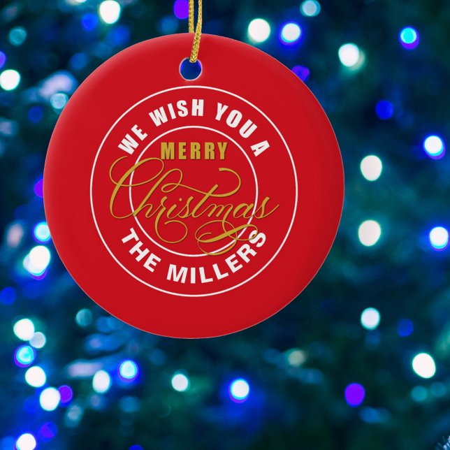 Vi önskar dig en God jul Red Julgransprydnad Keramik (Skapare uppladdad)