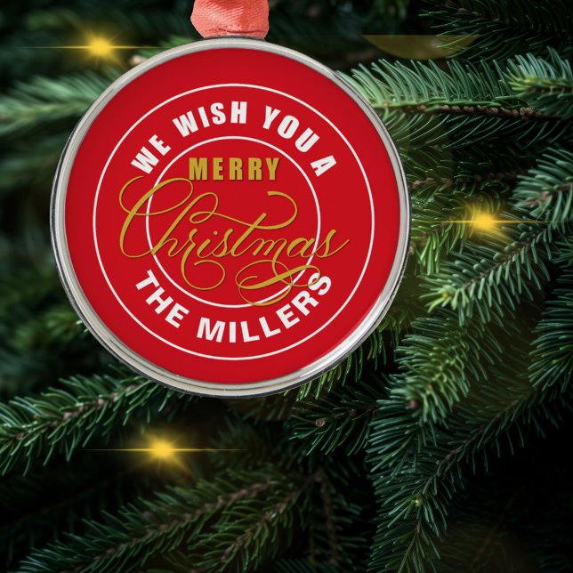 Vi önskar dig en God jul Red Julgransprydnad Metall (Skapare uppladdad)