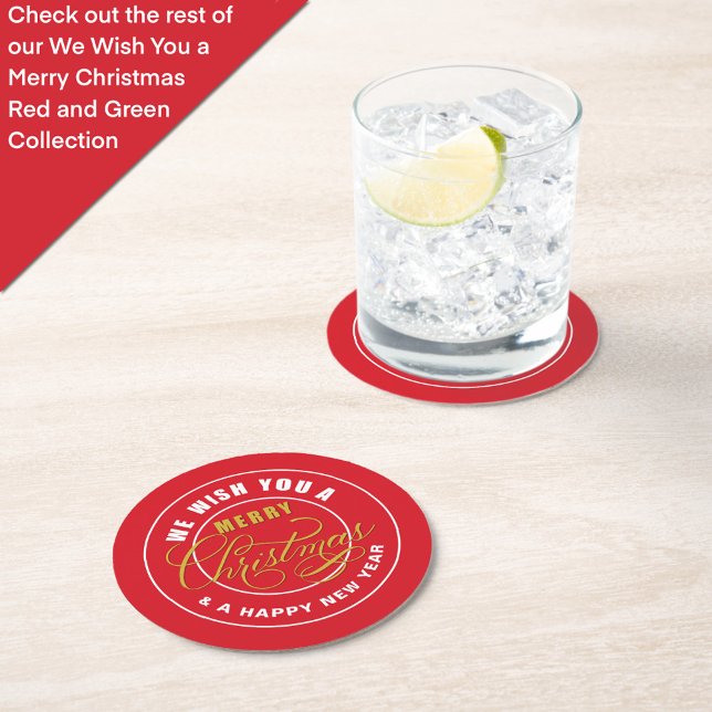 Vi önskar dig en God jul Red Underlägg Papper Rund (Skapare uppladdad)