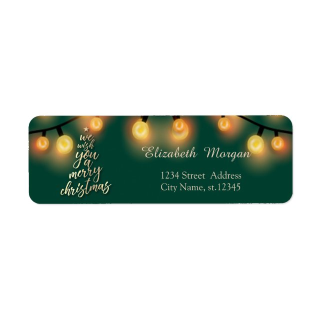 Vi önskar dig en God jul, String Ljus Returadress Etikett (Framsidan)