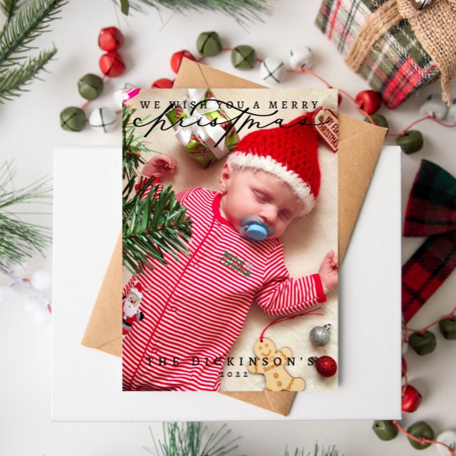 Vi önskar dig en julklapp för familjen God jul Julkort (Skapare uppladdad)