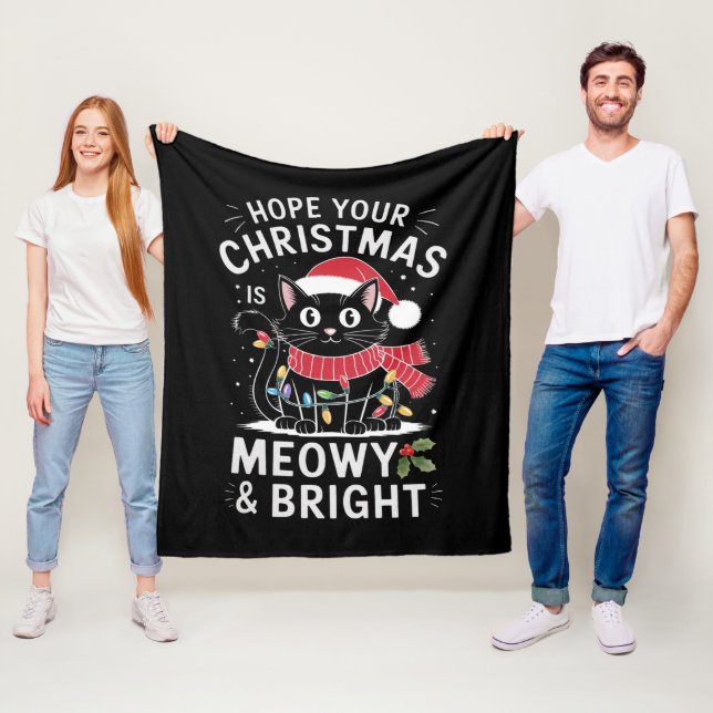 Vi Önskar Dig En Mysig Och Ljus Jul Katt Jul Fleecefilt (På plats)