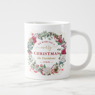 Vi önskar dig ett andningsMonogram för God jul Jumbo Mugg