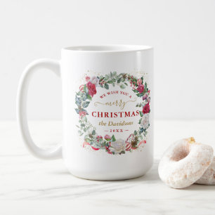 Vi önskar dig ett andningsMonogram för God jul Kaffemugg