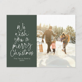 Vi önskar dig ett foto av grönt av God jul-typ Helg Vykort