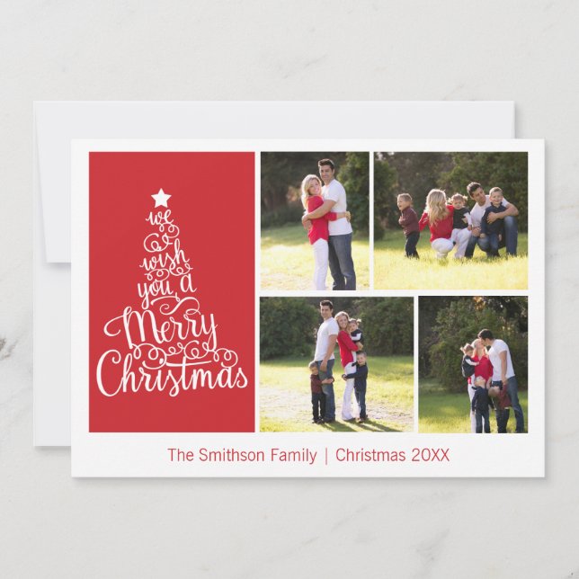 Vi önskar dig ett God jul 4-fotokort Julkort (Framsida)