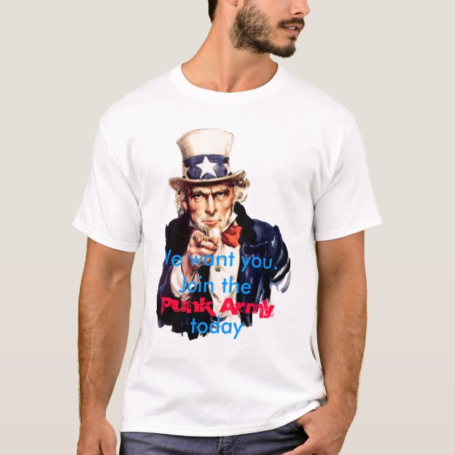 Vi önskar dig går med den punk armén i dag t-shirt (Framsida)