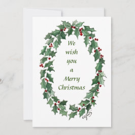 "Vi önskar dig.." Traditional Holly Wandeans målad Julkort