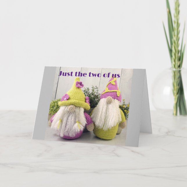 "VI" ÖNSKAR "DU" EN GOD JUL (SAYS GNOMES) HELGKORT (Framsida)