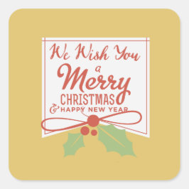 Vi önskar er en God jul-fästare Fyrkantigt Klistermärke