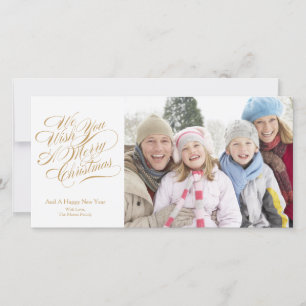 Vi önskar er en God jul   Guld Script Julkort