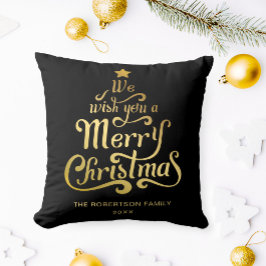 Vi önskar er en God jul personlig Guld Kudde