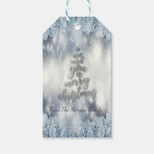 Vi önskar Er en God Jul Skogs Träd Grenar Presentetikett