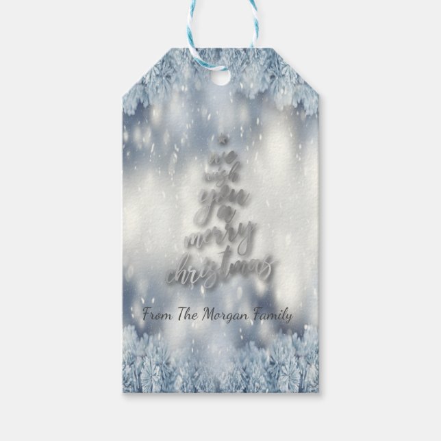 Vi önskar Er en God Jul Skogs Träd Grenar Presentetikett (Framsidan)