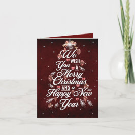 Vi önskar er en God jul Träd Burgundy Kort