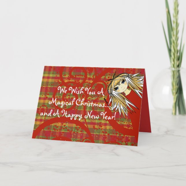 Vi önskar er en magisk jul.. och en Lycklig. Helgkort (Framsida)