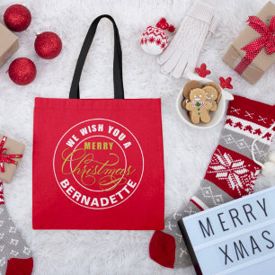 Vi önskar er en riktig jul Glad jul Personligt nam Tygkasse