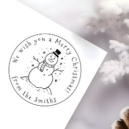 Vi önskar er ett God jul Cute Snögubbe i Hat Självfärgande Stämpel