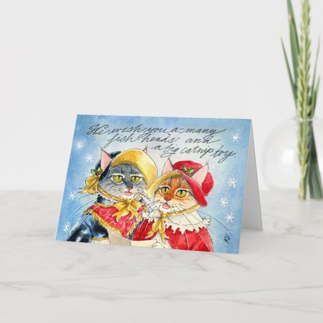 Vi önskar er ett stort antal fiskhuvuden helgkort (Framsida)