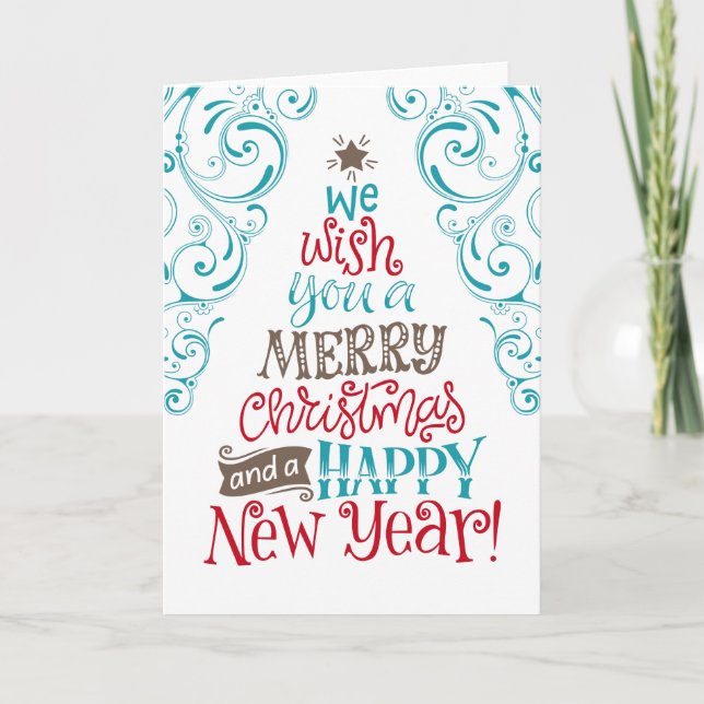 Vi önskar er God jul och Gott nytt år Kort (Framsida)