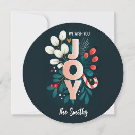 Vi önskar er lycka till, jul Candy cane och blomma Julkort