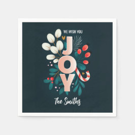 Vi önskar er lycka till, jul Candy cane och blomma Pappersservett