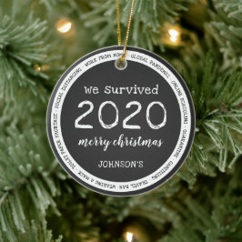 Vi överlevde 2020 Namn Grå Julgransprydnad Keramik