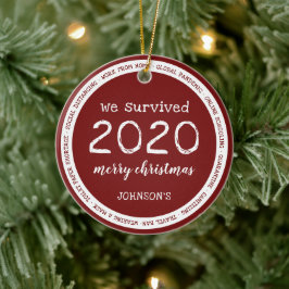 Vi överlevde 2020 Namn Julgransprydnad Keramik