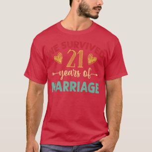 Vi Överlevt 21 år av Giftermål par 21:a Anniv T Shirt