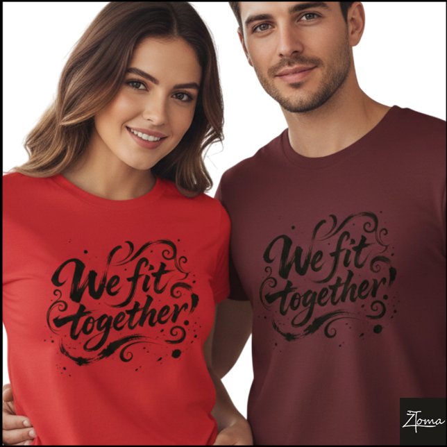 Vi passar ihop Borstskriftstänk T Shirt (Sample design. Several style are available to choose from, with the option to add a name & color.)