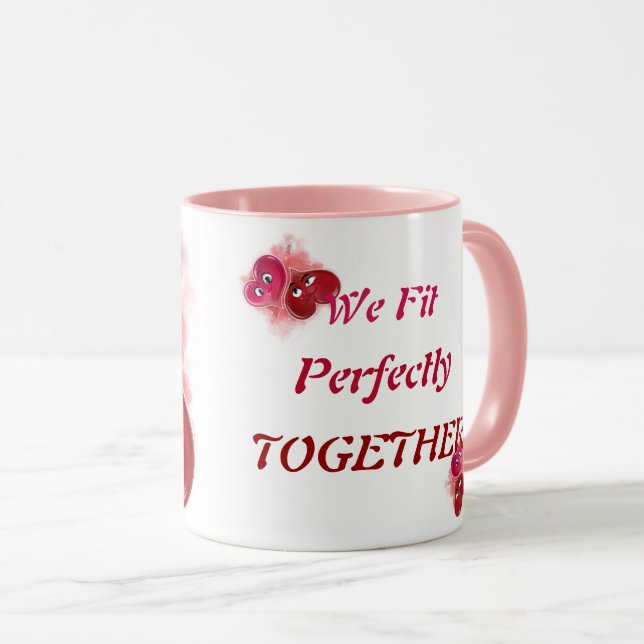 Vi passar perfekt tillsammans romantisk Alla hjärt Mugg (Framsida höger)