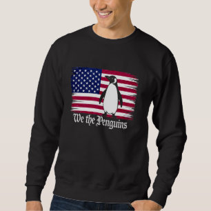 Vi Penguins - Resistent Patriotic USA flagga Tarif Lång Ärmad Tröja