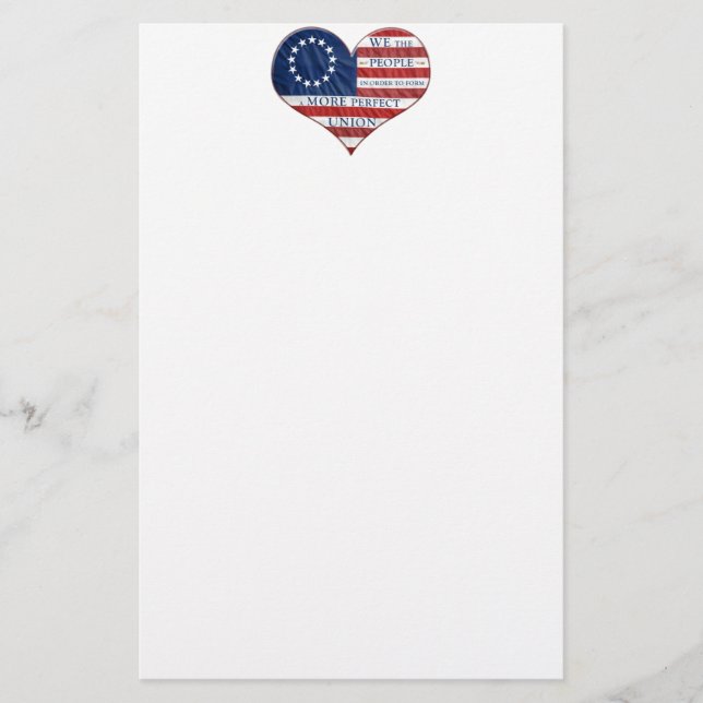 Vi, People American Flagga Heart Brevpapper (Framsida)
