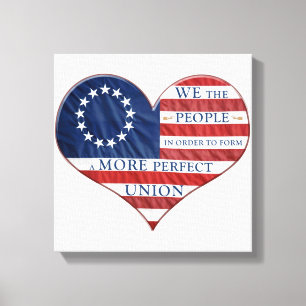 Vi, People American Flagga Heart Canvastryck