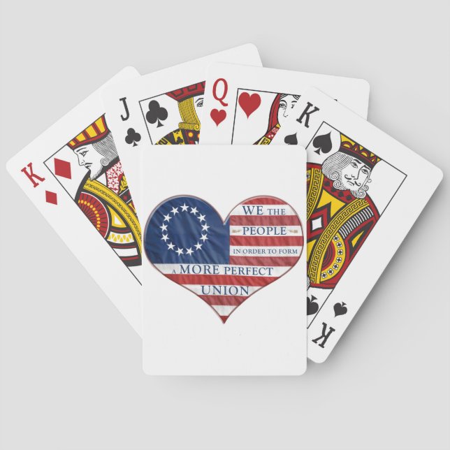Vi, People American Flagga Heart Casinokort (Baksidan)