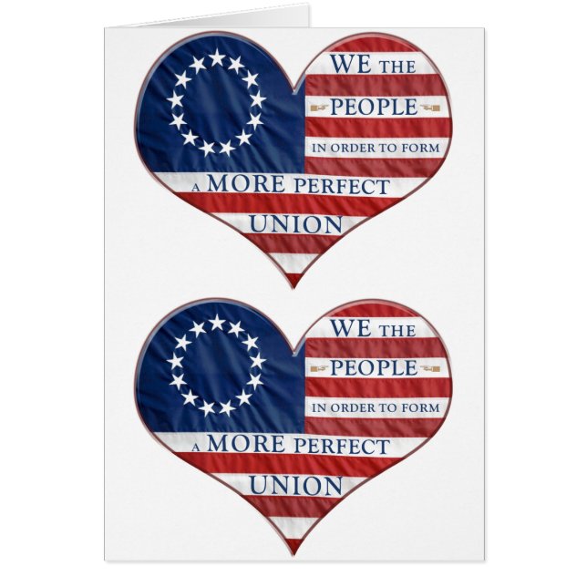 Vi, People American Flagga Heart Hälsningskort (Framsidan)